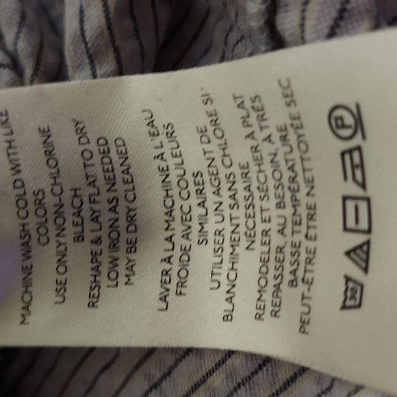 We The Free Blue Striped Seersucker Crop Button Raw Edges Ribbed Cotton Top Sz M - Picture 9 of 10